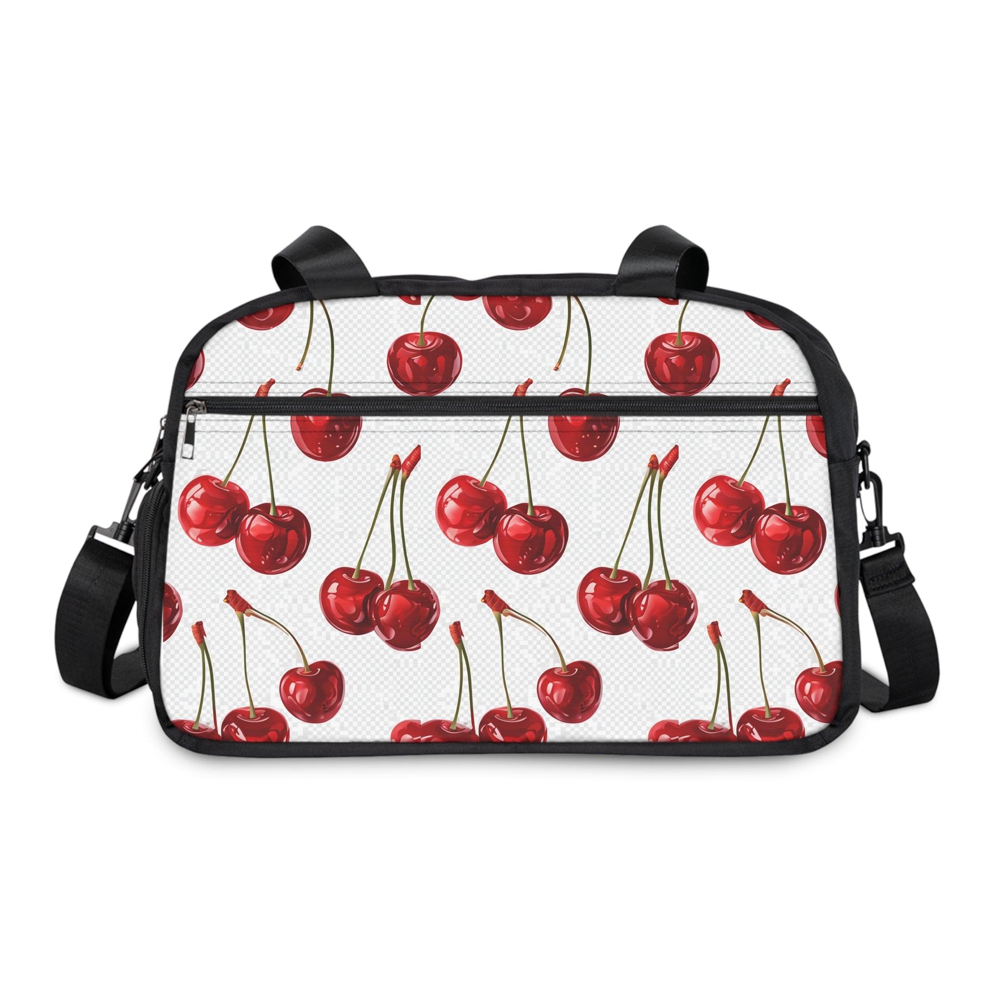 Sweet & Stylish  Womens White Cherry Print Fitness Handbag