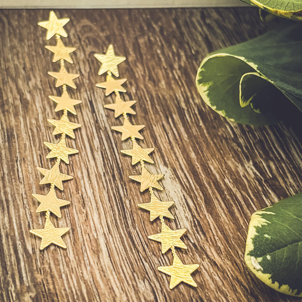 Beautiful Gold or Silver Star Drop Earrings