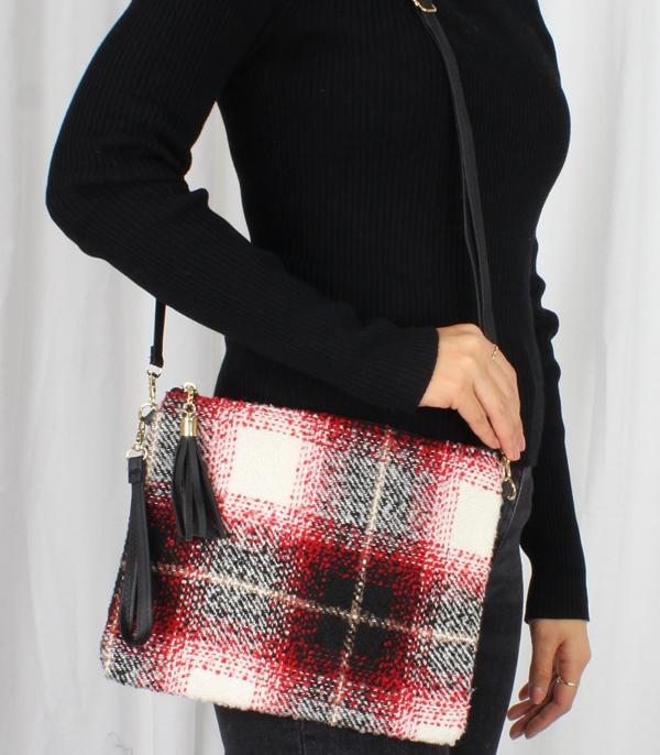 Plaid Fabric Crossbody Bag