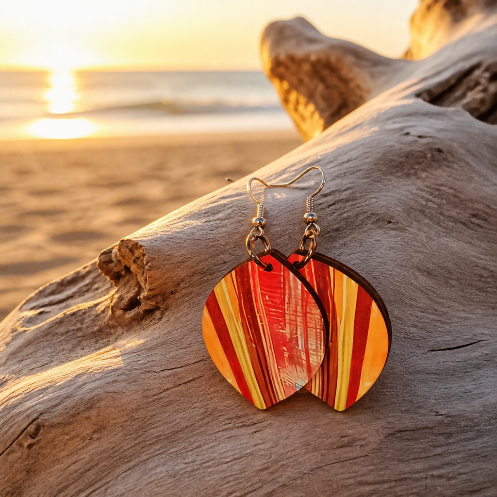 Orange Abstact Dangle Earrings