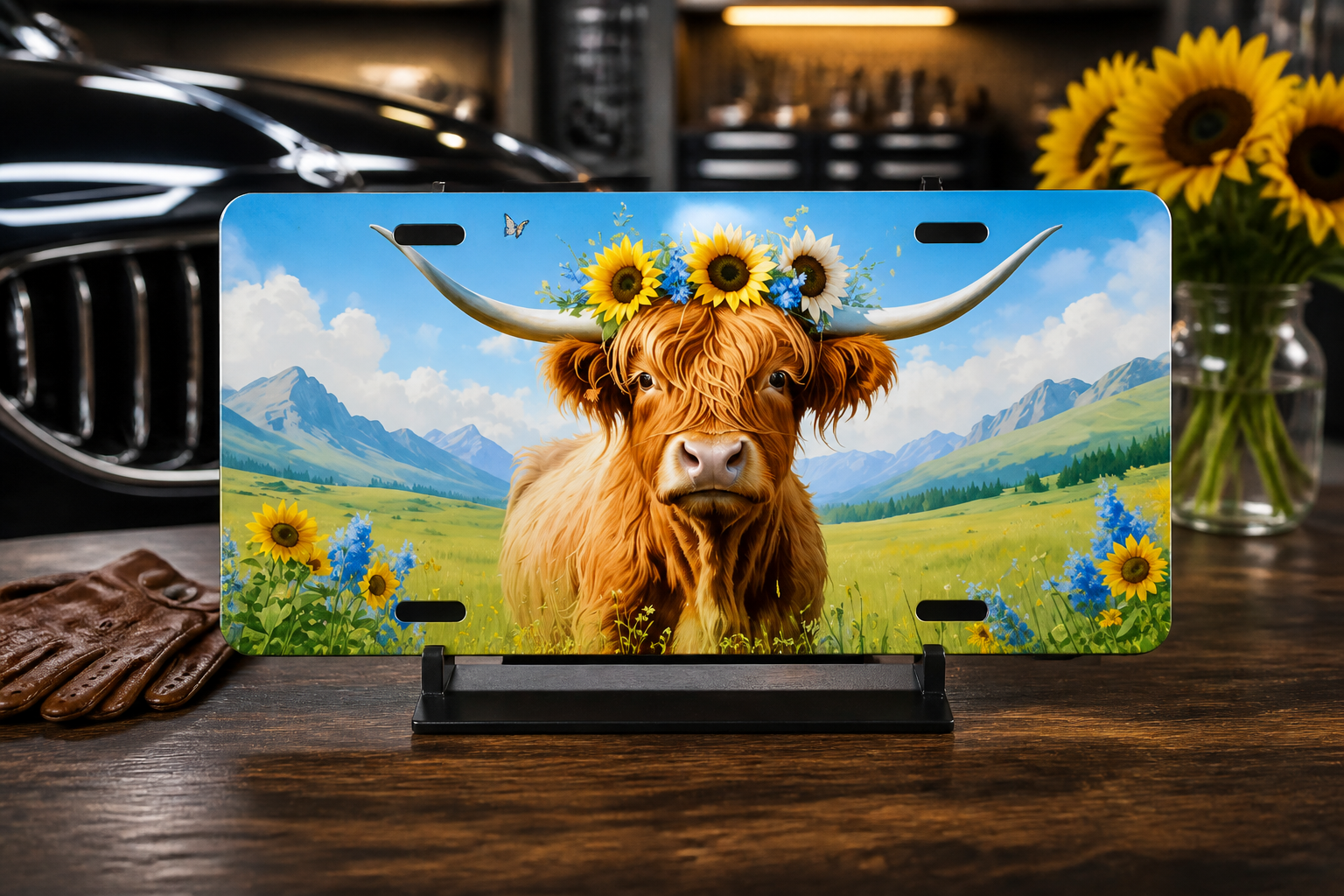 Highland Cow License Plate