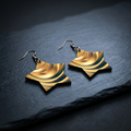 Star Shaped Gold and Black Earrings