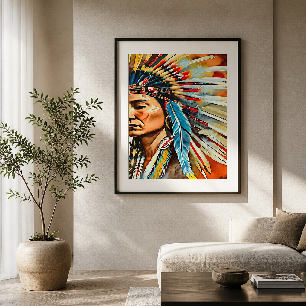 American Indian Chief Sublimation Canvas Print
