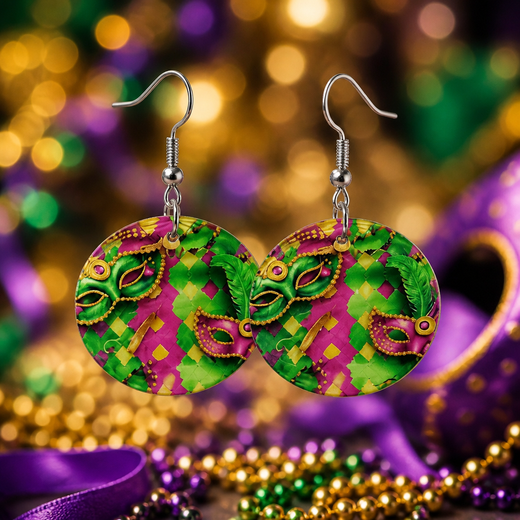 Mardis Gras Dangle Earrings