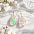 Clear Glitter Resin Teardrop Earrings