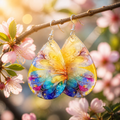 Yellow and Blue Butterfly Wing Earrings