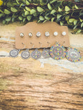 Beautiful Silver Earring Set - Set of 6
