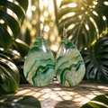 Beautiful Green Marble Teardrop Earrings