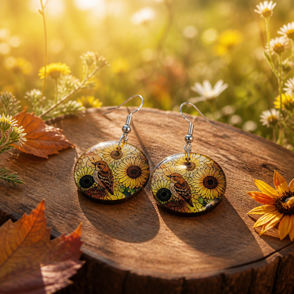 Round Hummingbird Earrings