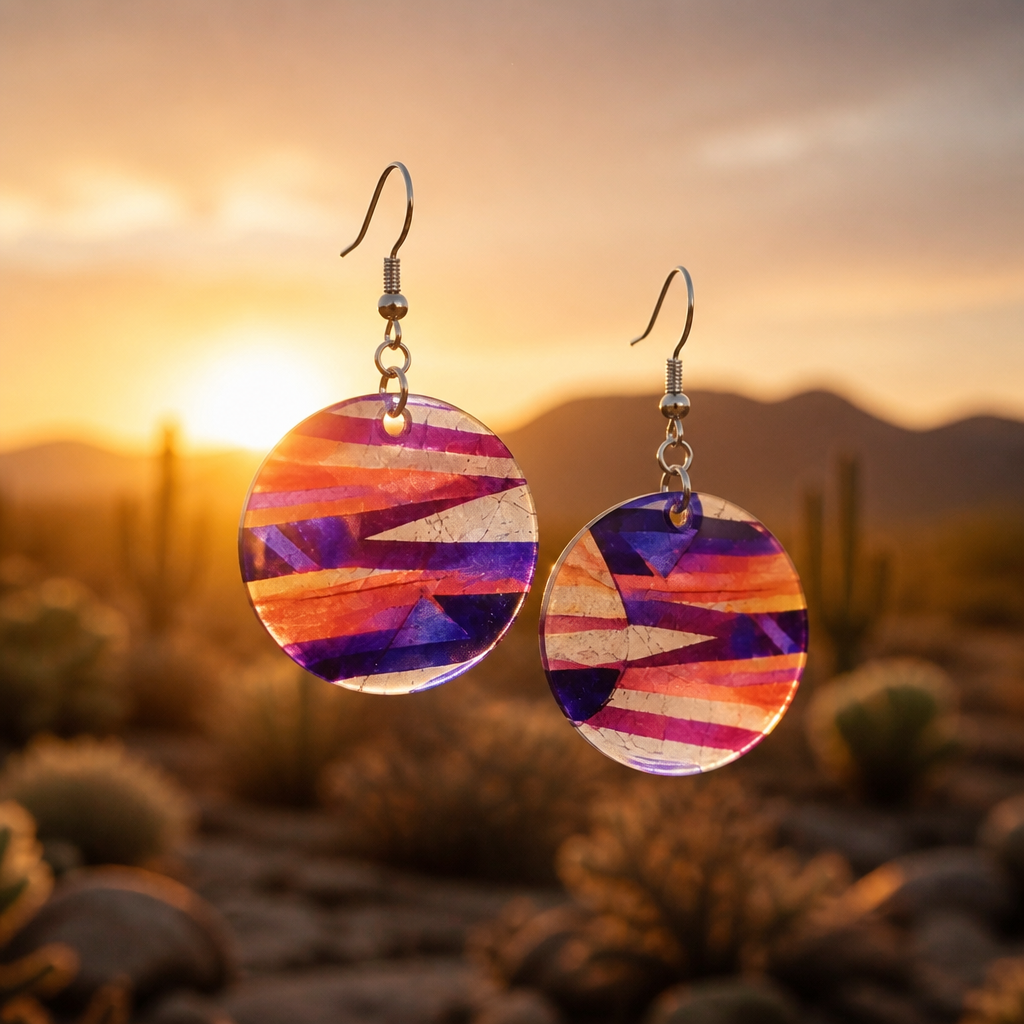 Multi Colored Round Acrylic Abstract Earrings