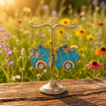 Blue Sunflower Earrings