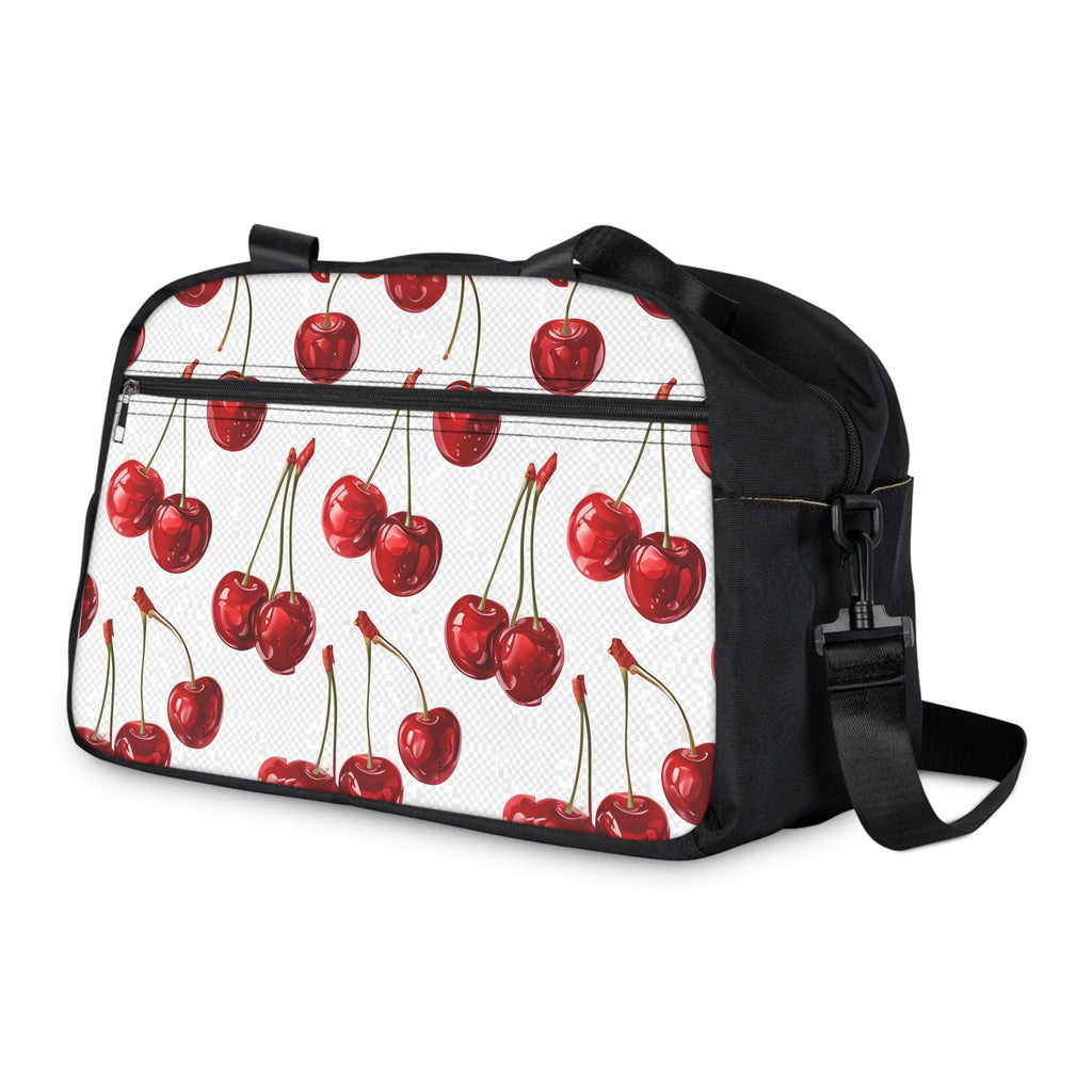 Sweet & Stylish  Womens White Cherry Print Fitness Handbag