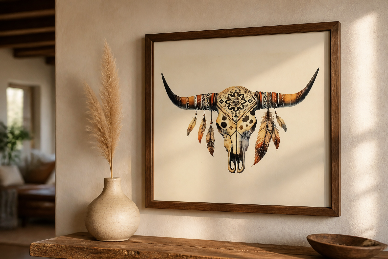 Longhorn Skull Sublimation Print