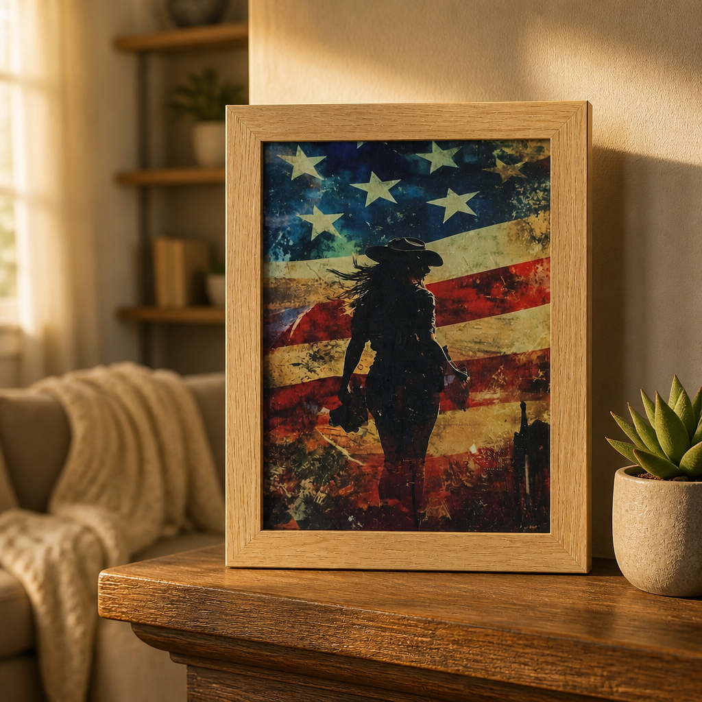 American Cowgirl Silhouette Canvas Print