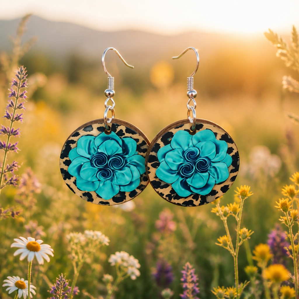 Turquoise Floral Earrings
