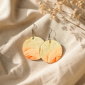 Cream and Orange Round Sublimation Print Earrings
