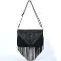 Trendy Riveted Tassel Shoulder Bag – Stylish and Practical Handbag with Tassels and Rivets