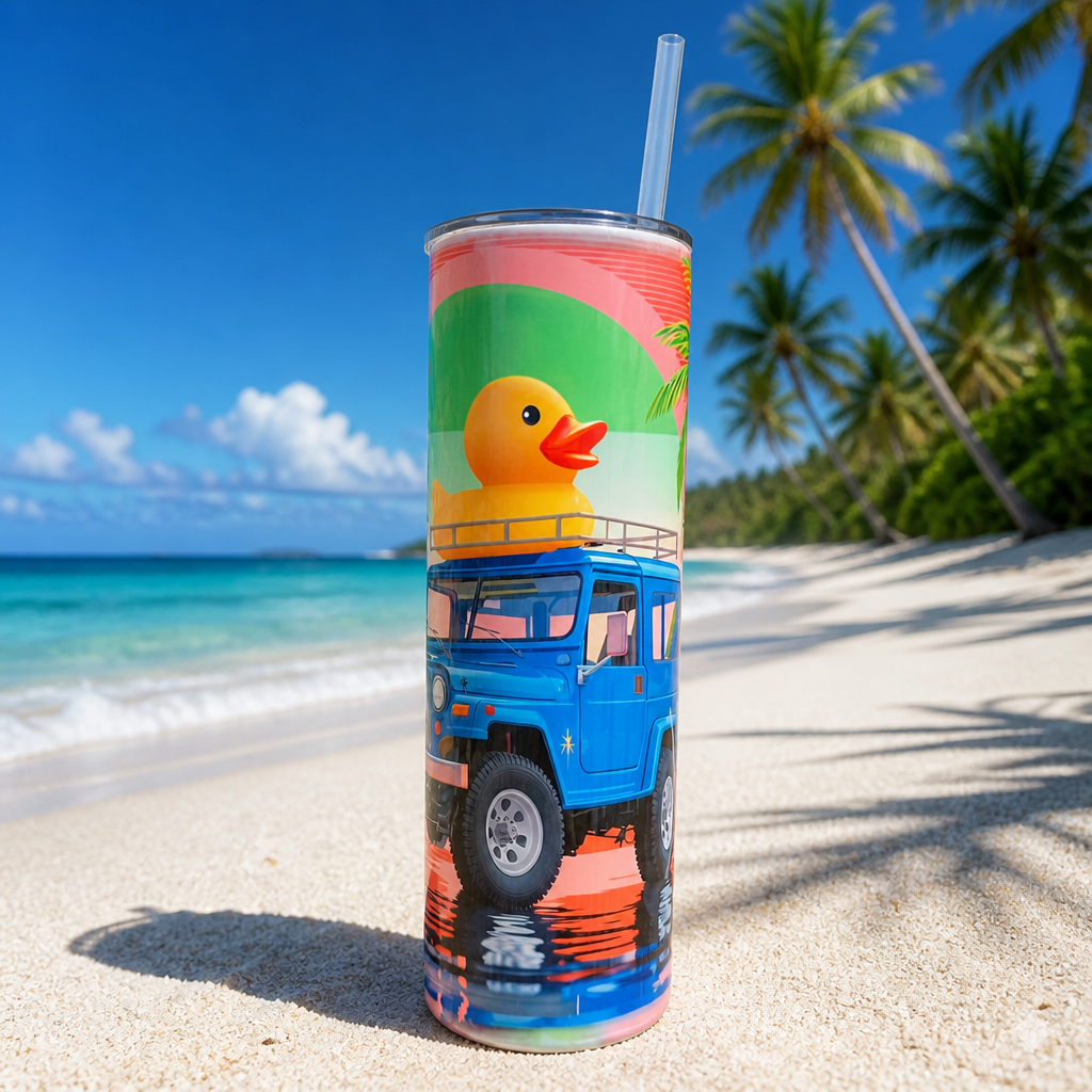 Blue Jeep with Duck Tumbler