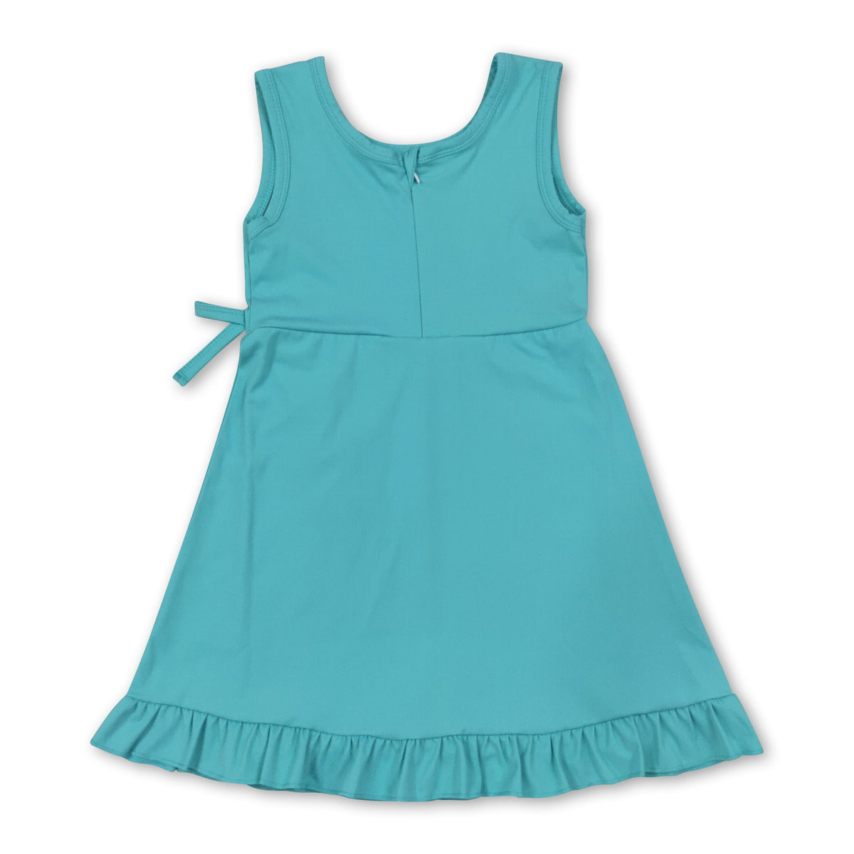 Sleeveless teal ruffle kids girls summer athletic dress