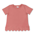 Short sleeves peach cotton scallop kids girls top