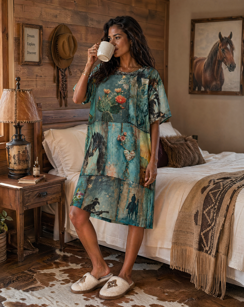 Baha Ranch Turquoise Dreams T Shirt Dress or Sleep Shirt