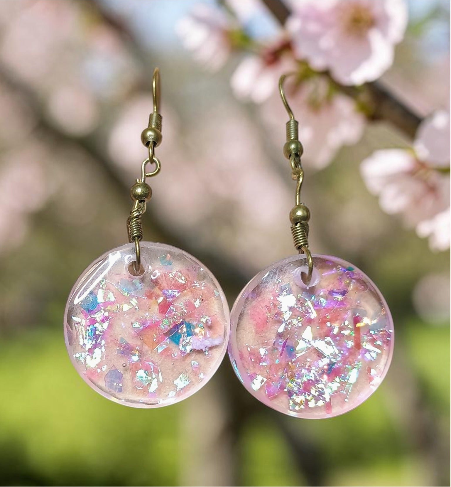 Pink Glitter Resin Earrings