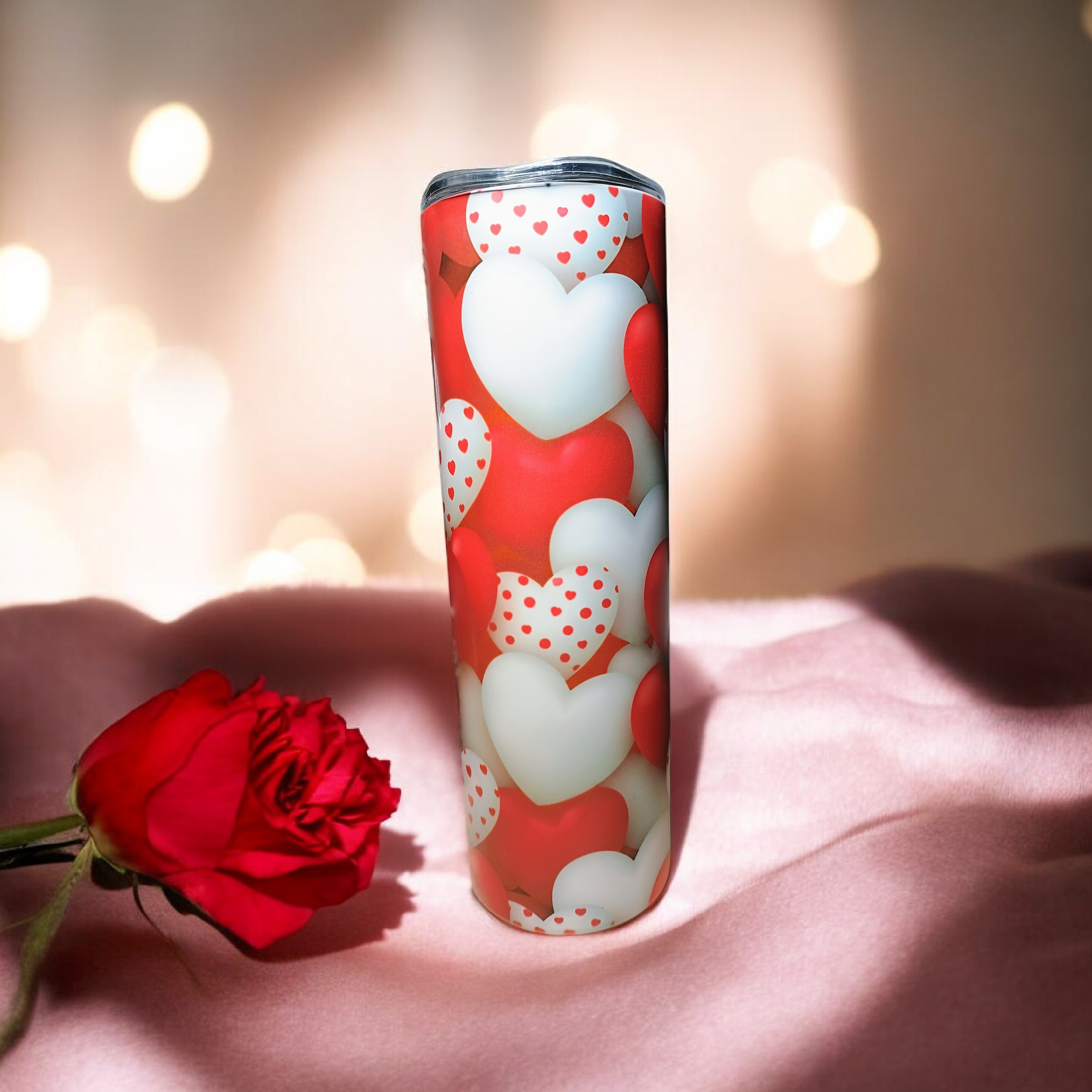 Red and White Hearts Tumbler
