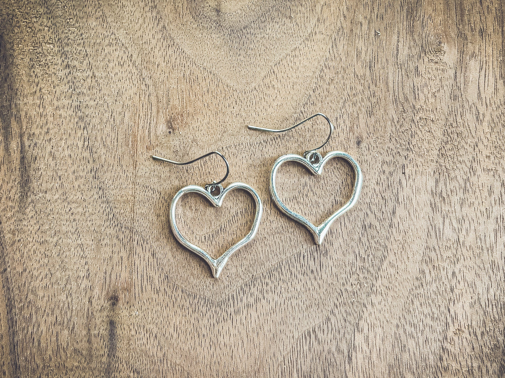 Beautiful Silver Heart Earrings