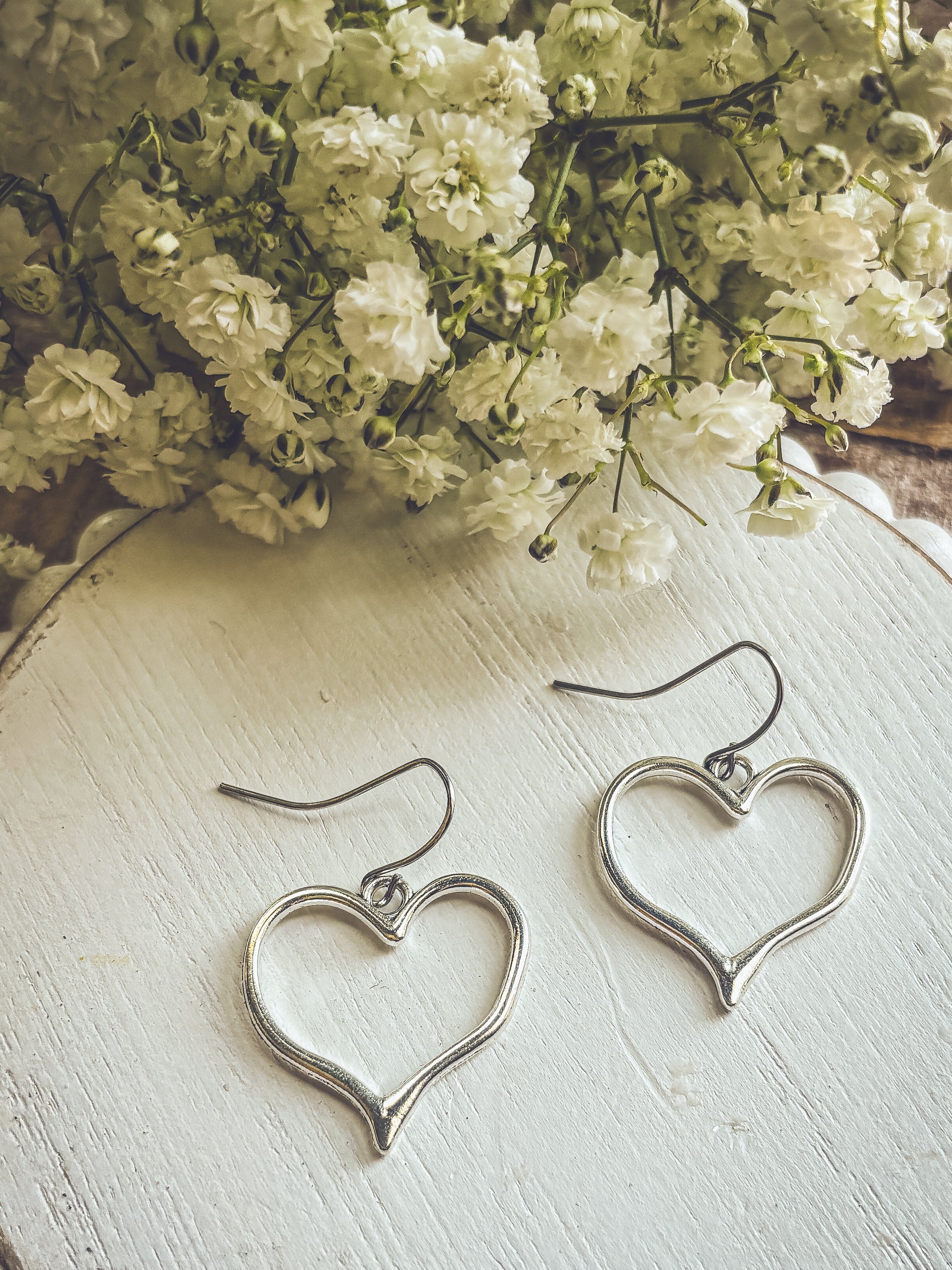 Beautiful Silver Heart Earrings