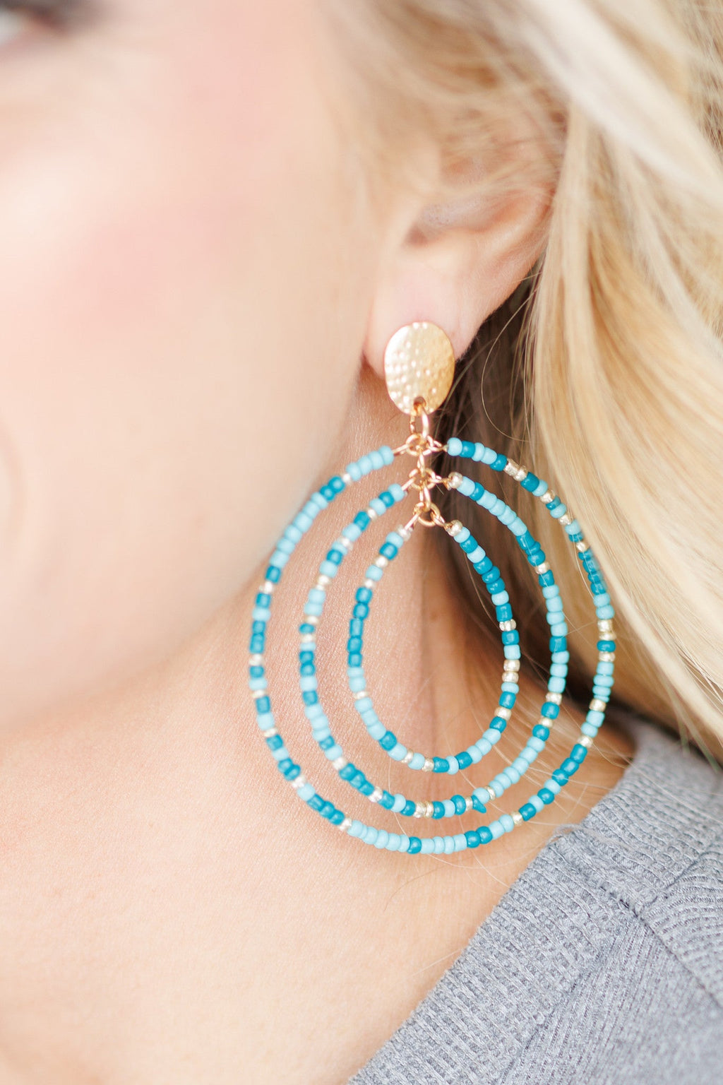 Beautiful Turquoise Beaded Statement Earrings