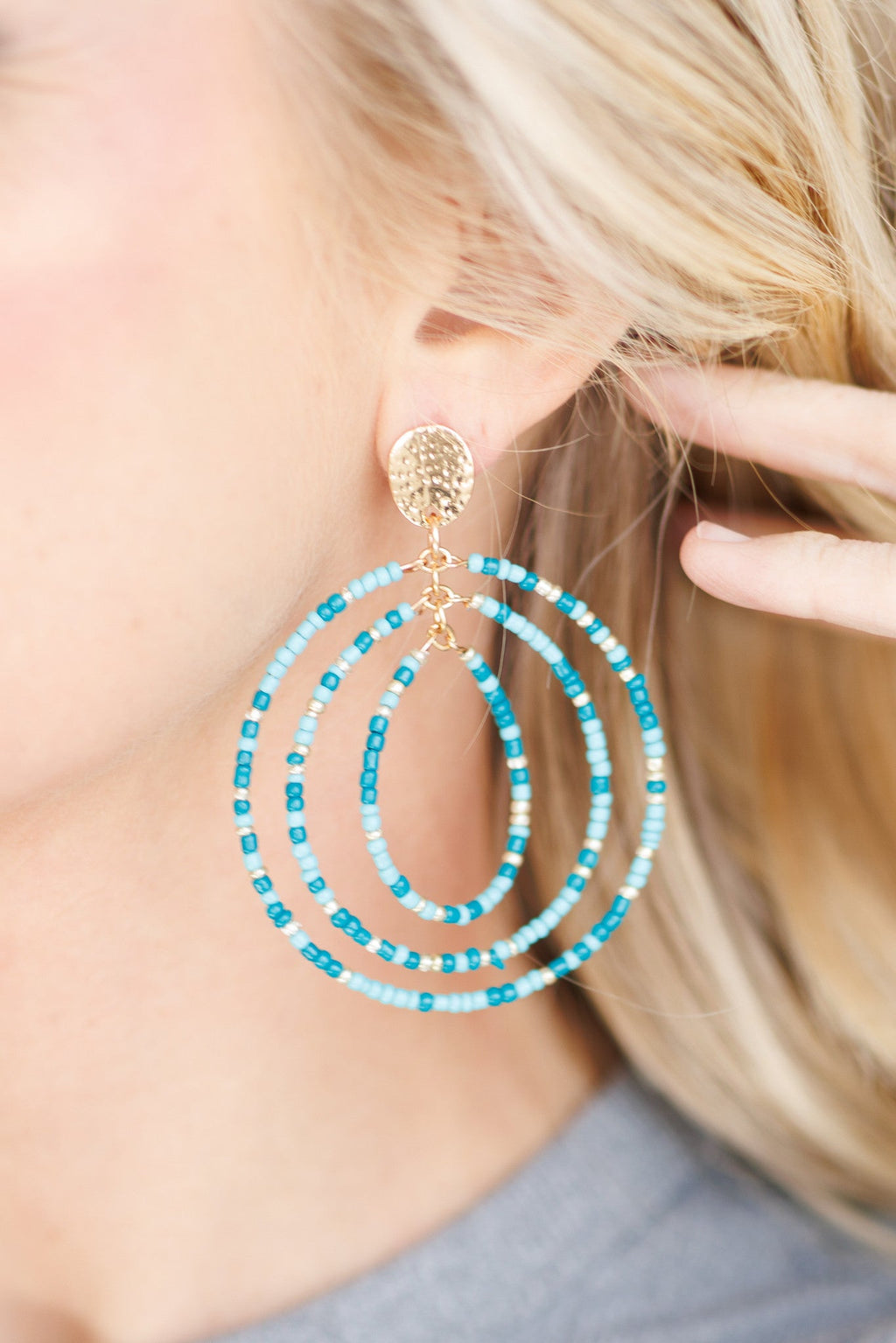 Beautiful Turquoise Beaded Statement Earrings