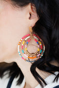 Beautiful Pink Beaded Statement Earrings