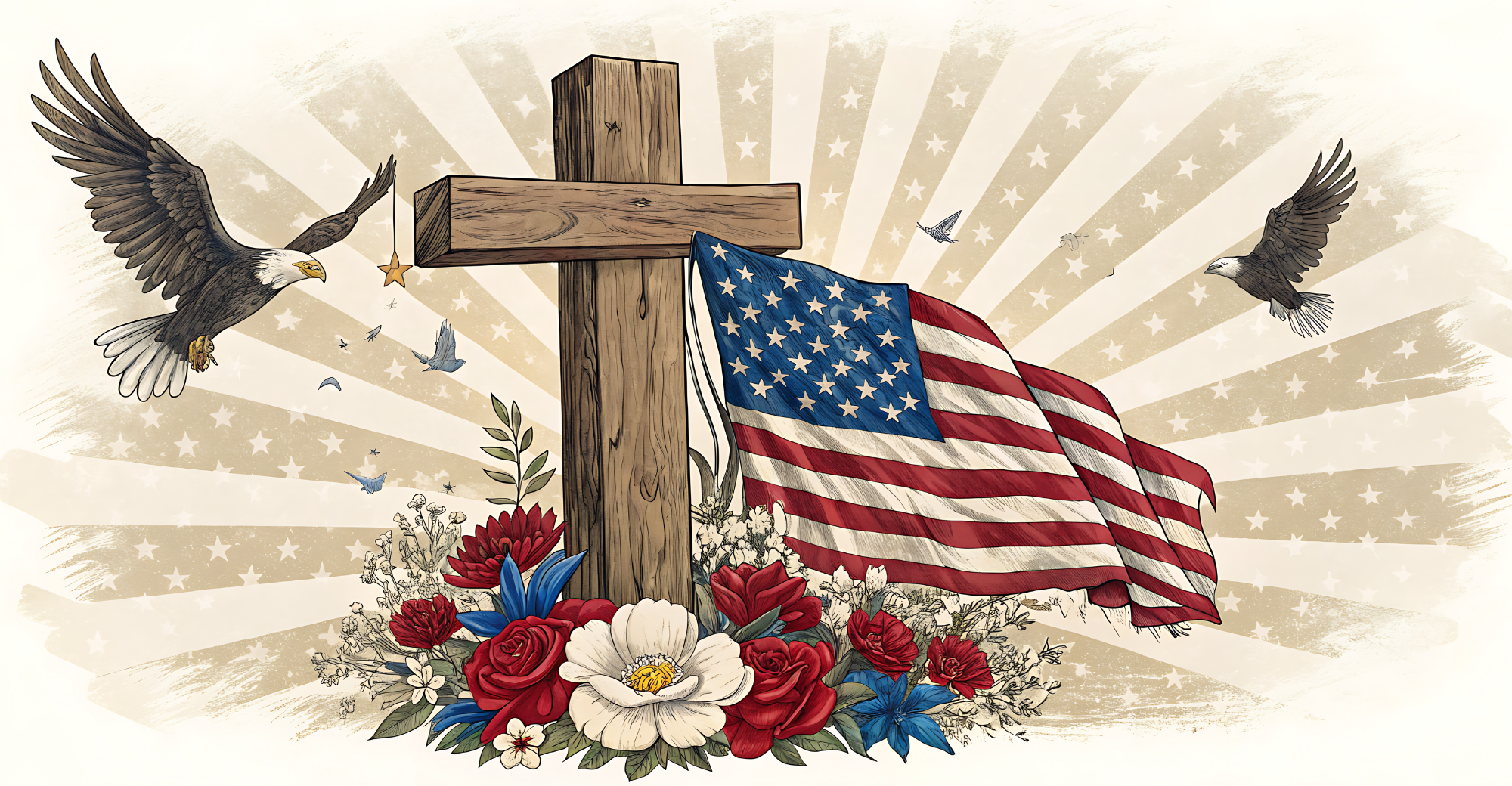 Patriotic Cross License Plate