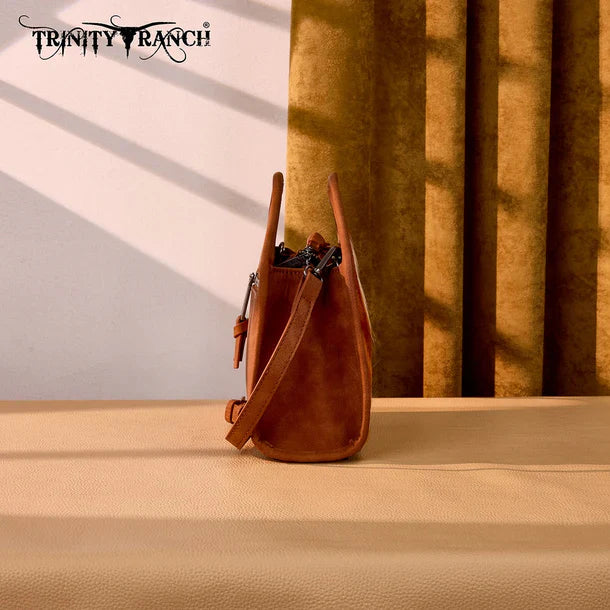 Trinity Ranch Genuine Cowhide Satchel Crossbody Bag