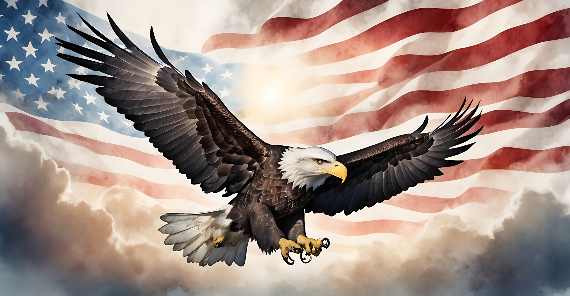 American Flag with Eagle License Plate