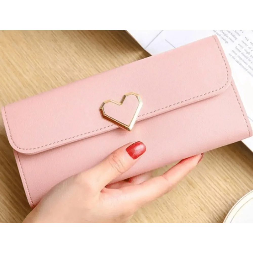 Durable Purses Luxury Love Heart Wallets For Ladies And Girls Smart Money Pocket, Card Holder Female Wallets And Phone Clutch Bag