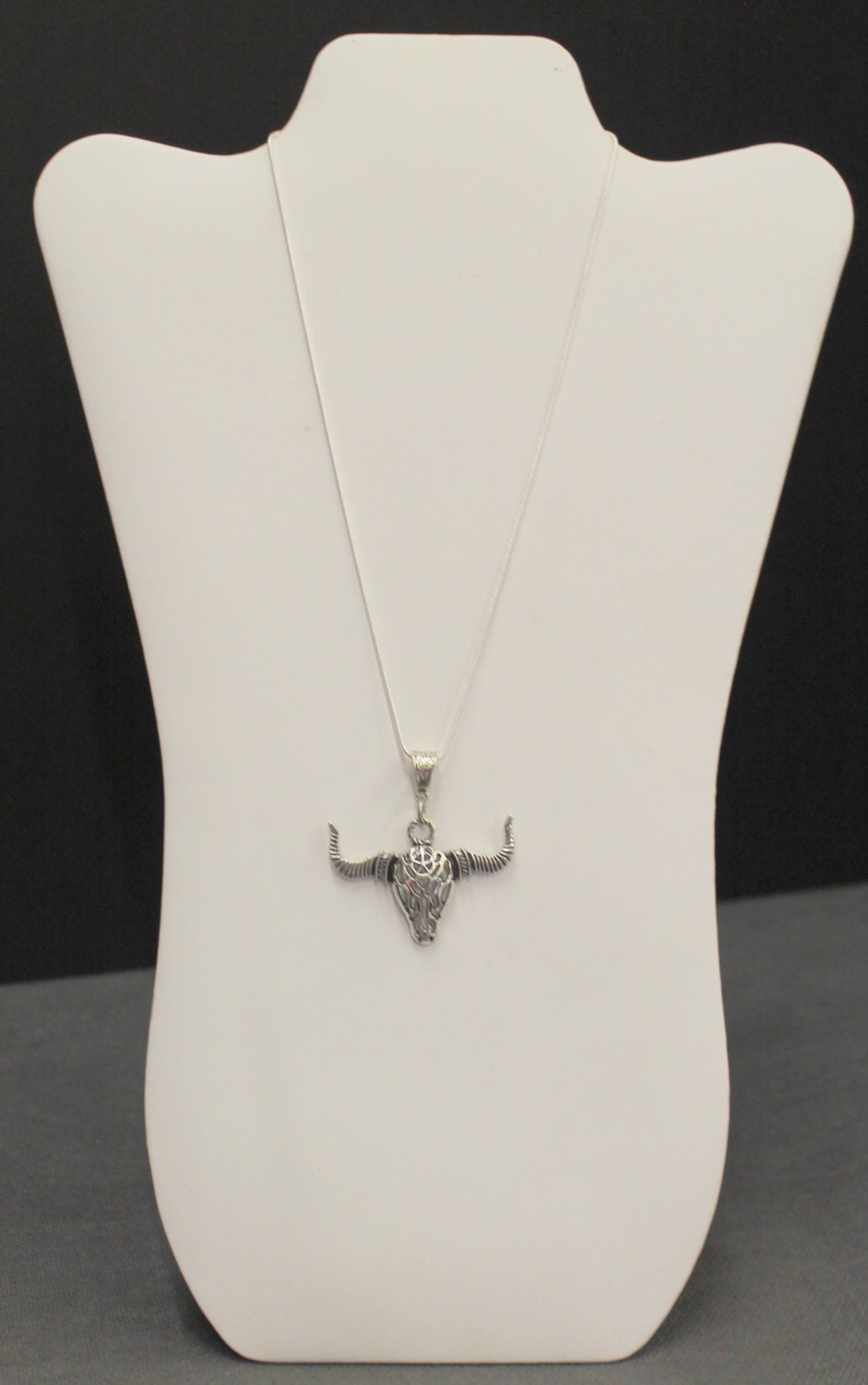 Grab The Bull By The Horns Pendant on Silver Necklace, Cow Horns Jewelry, Bull Horns Jewelry Gift For Her, Cowgirl Southwestern Style
