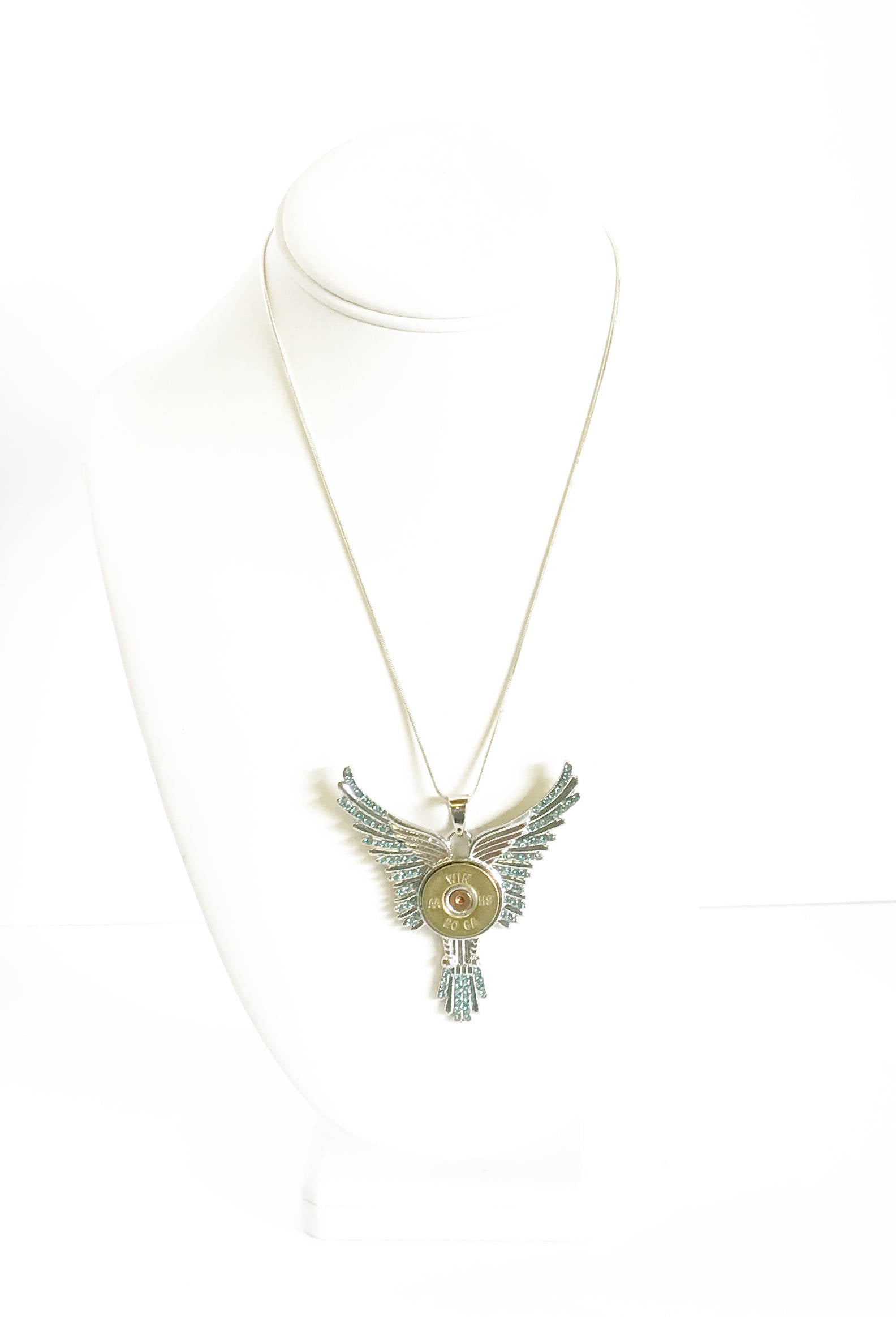 Statement Shotgun Shell Necklace, Bird Wings 20 Gauge Pendant Gift For Her, Shooting Sports Jewelry Gift, Southwestern Style Wife Jewelry