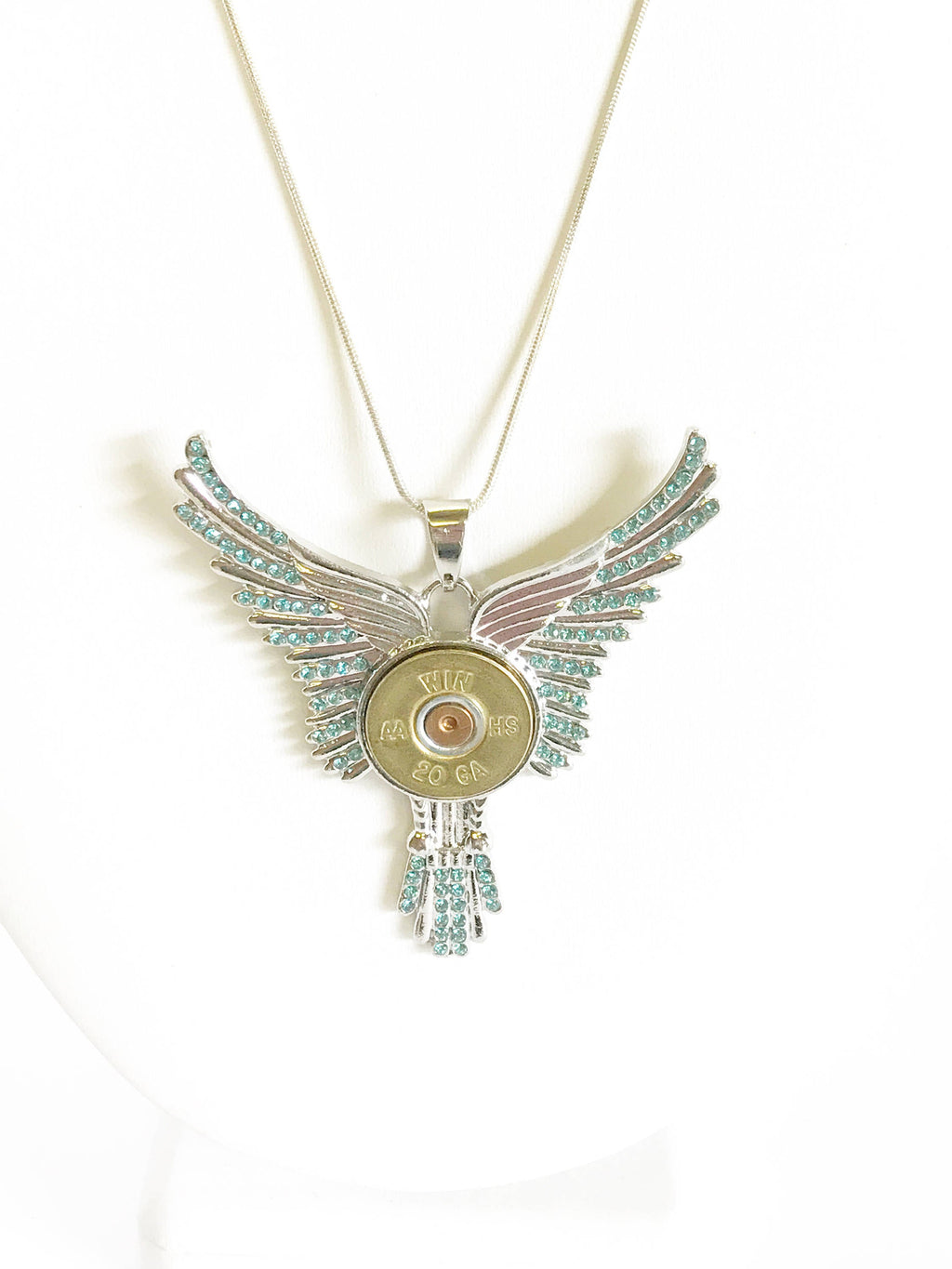 Statement Shotgun Shell Necklace, Bird Wings 20 Gauge Pendant Gift For Her, Shooting Sports Jewelry Gift, Southwestern Style Wife Jewelry