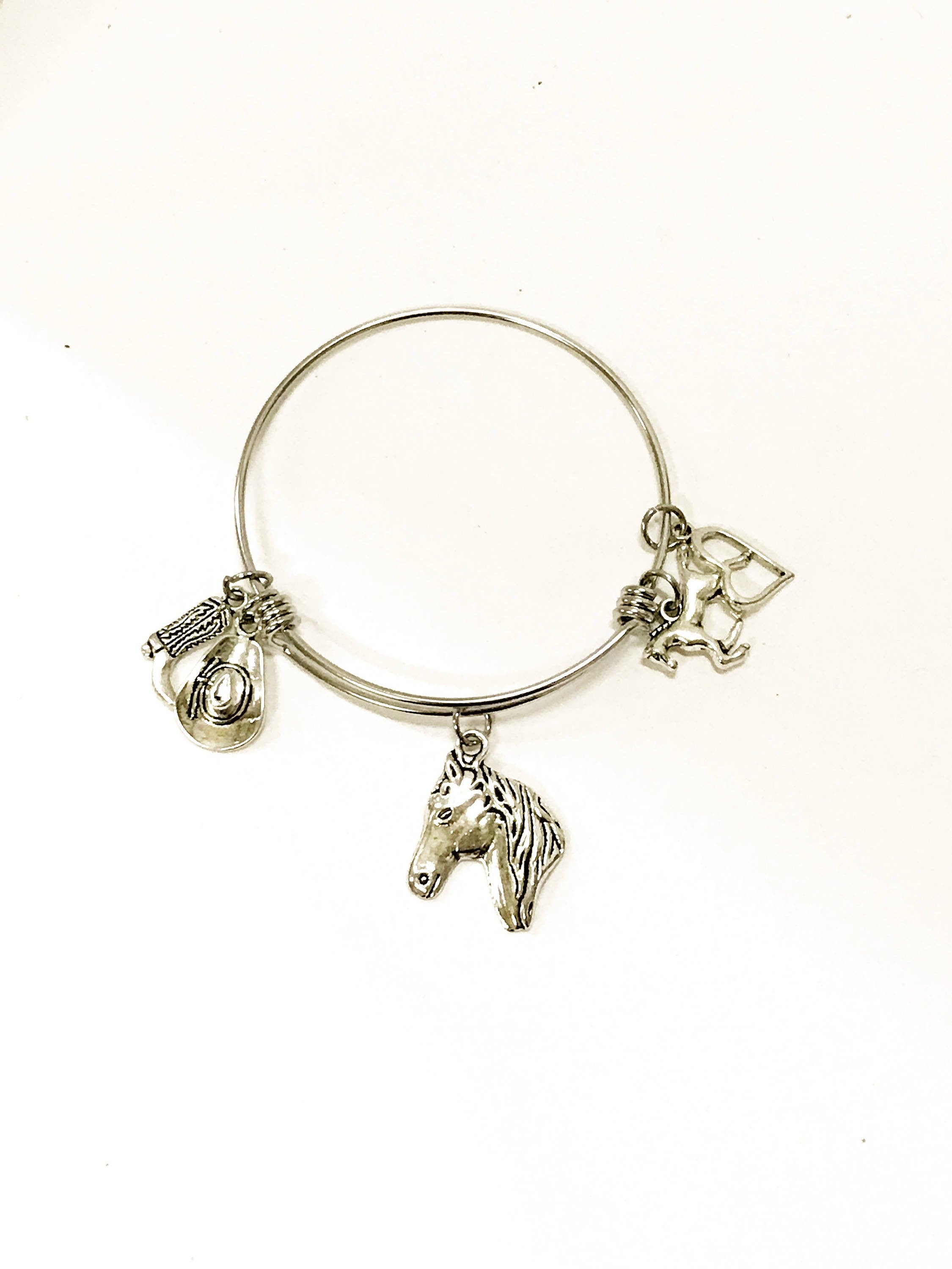 Horse Lover Cowgirl Equestrian Stackable Expandable Bangle Charm Bracelet Gift For Her, Cowgirl Jewelry, Horse Lover, Southwestern Style