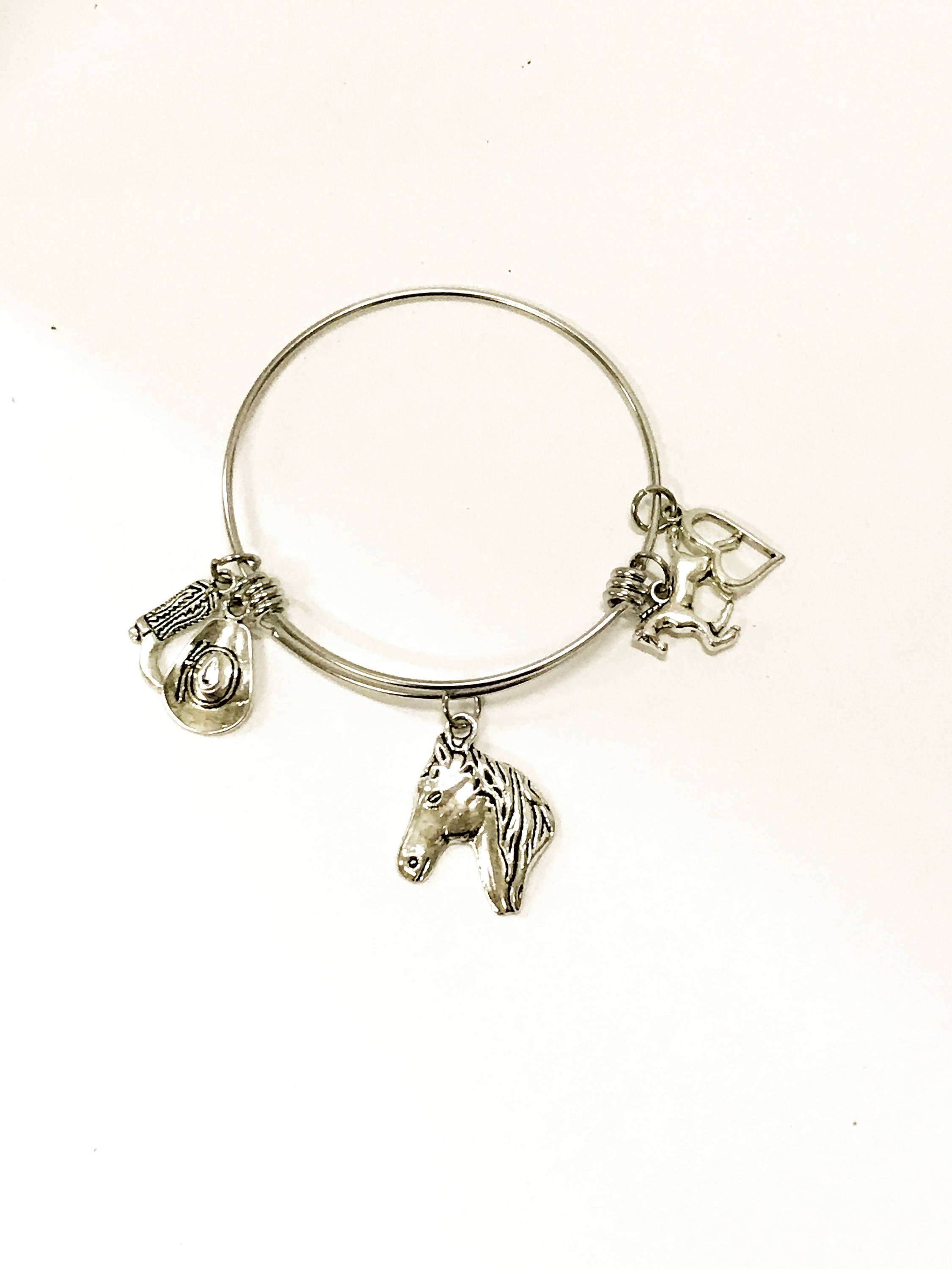 Horse Lover Cowgirl Equestrian Stackable Expandable Bangle Charm Bracelet Gift For Her, Cowgirl Jewelry, Horse Lover, Southwestern Style