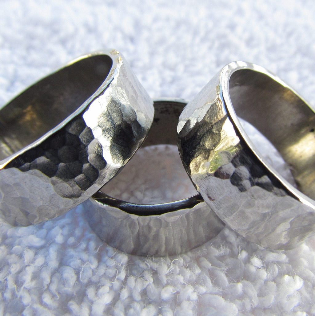 Ring Wedding Band Custom Hand Hammered Wide Band Stainless Steel 8mm WIDE Handmade Woman Rings for Men Waterproof Jewelry