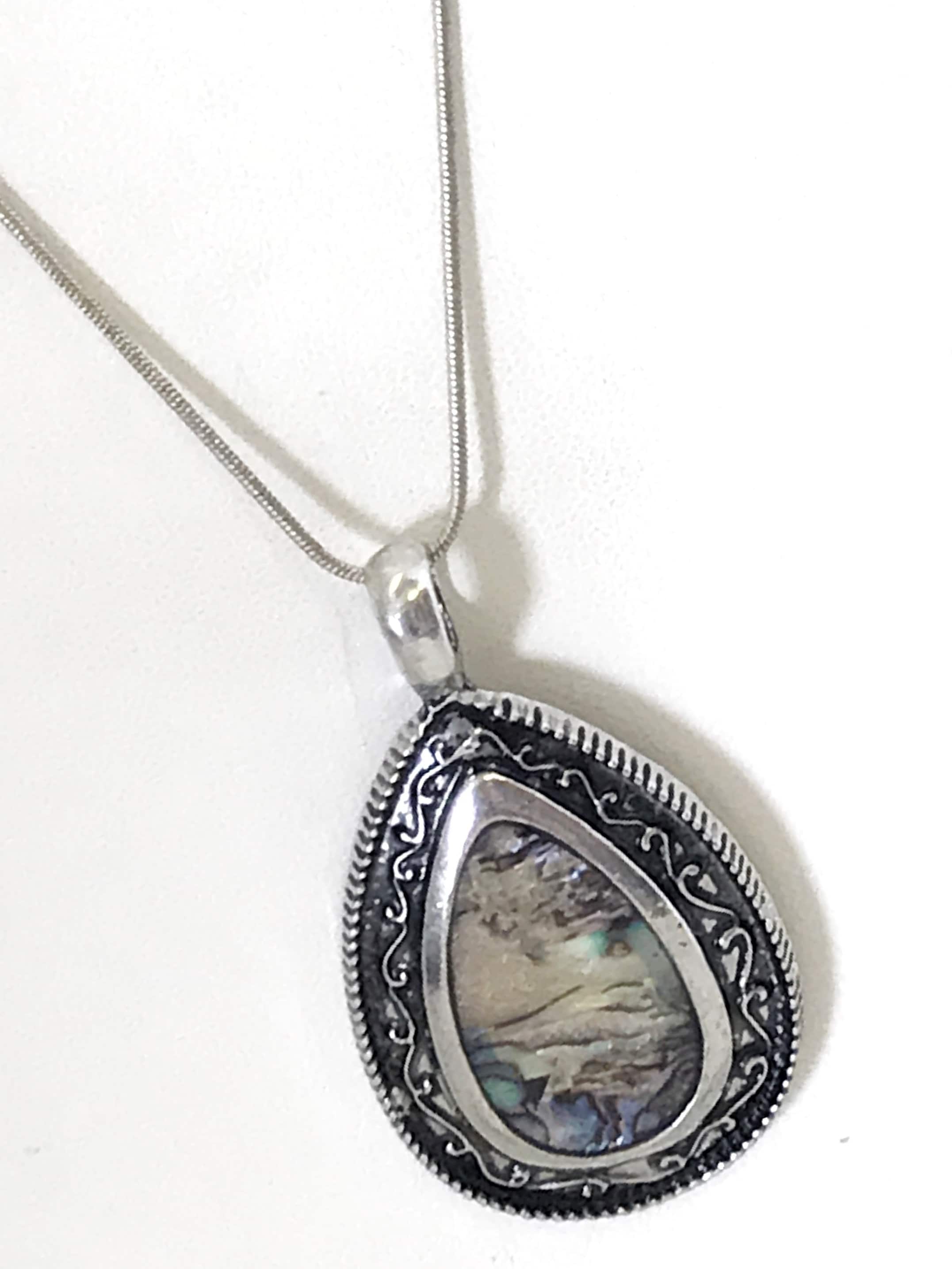 Teardrop Pendant, Simulated-Shell Teardrop Necklace, Southwestern Style Pendant, Southwestern Necklace, Statement Necklace, Gift For Her