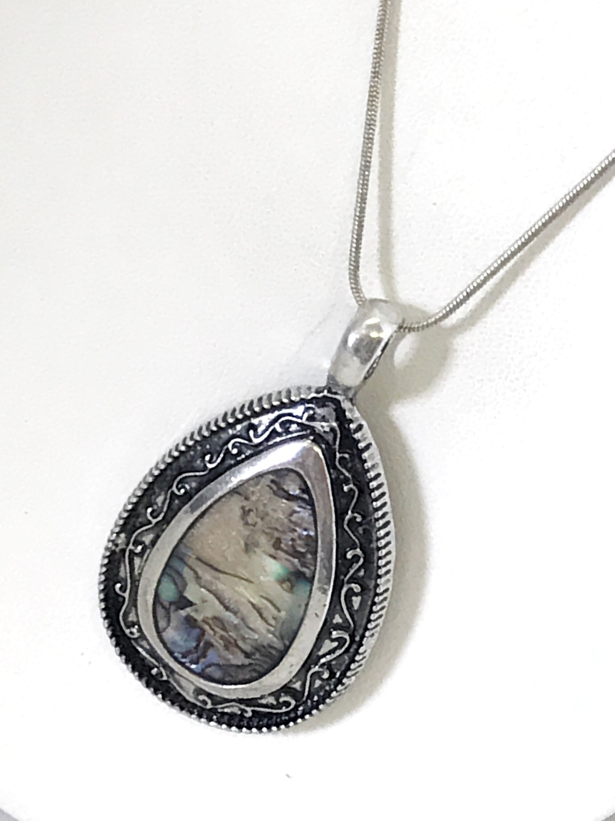 Teardrop Pendant, Simulated-Shell Teardrop Necklace, Southwestern Style Pendant, Southwestern Necklace, Statement Necklace, Gift For Her