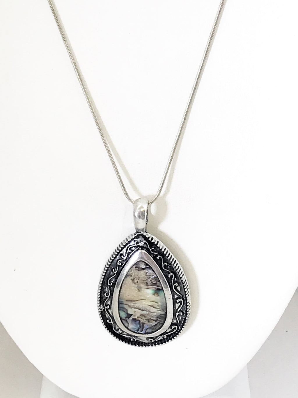 Teardrop Pendant, Simulated-Shell Teardrop Necklace, Southwestern Style Pendant, Southwestern Necklace, Statement Necklace, Gift For Her