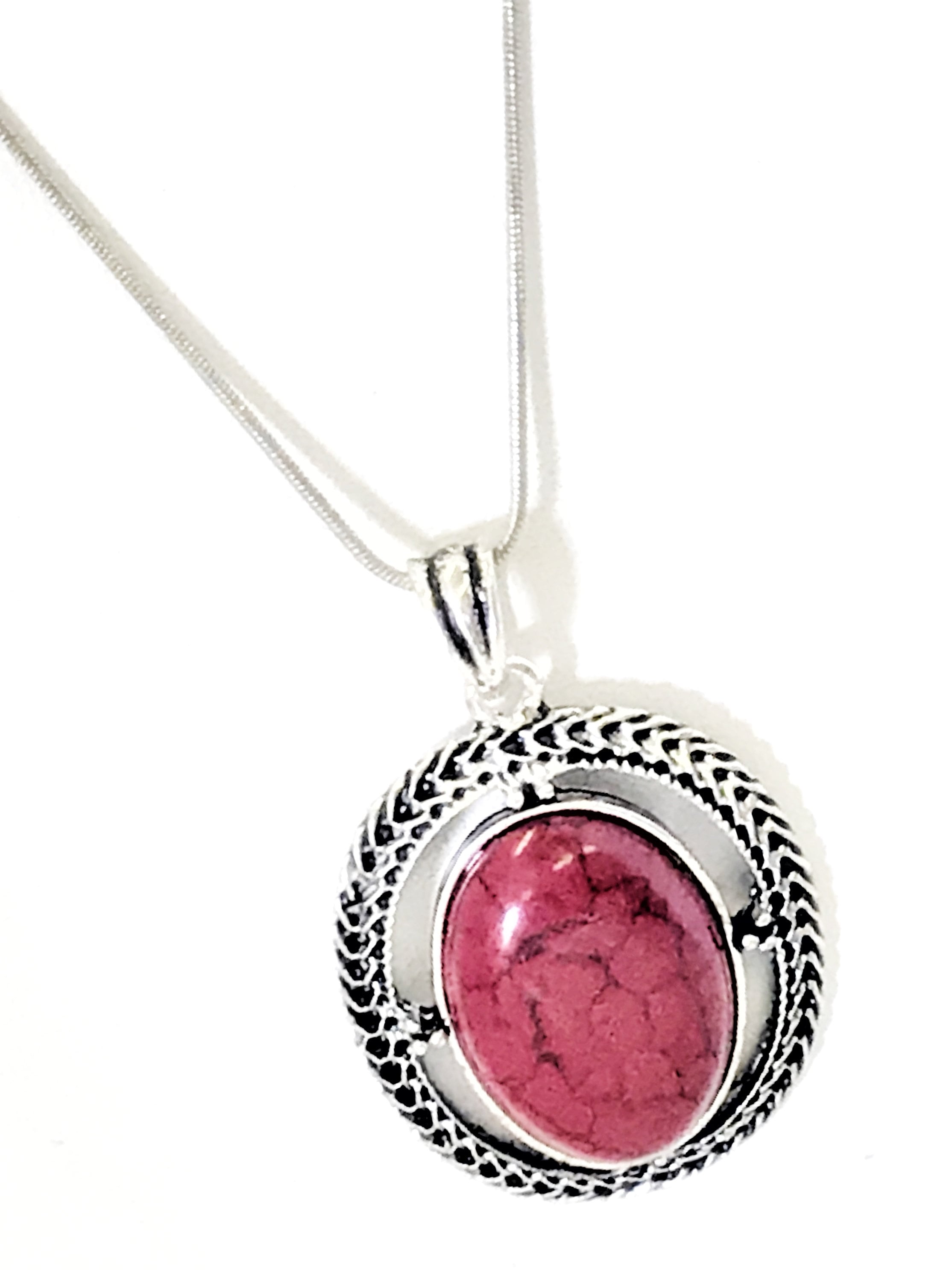 Red Pendant Necklace, Southwestern Style Necklace, Statement Necklace, Simulated-Stone Red Pendant, Gift For Her, Wife Jewelry Gift