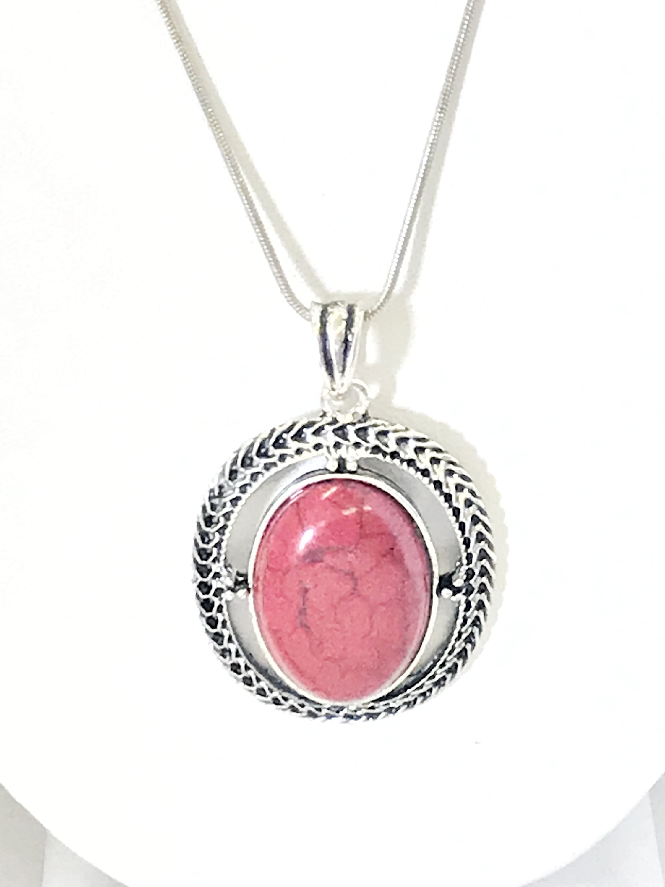 Red Pendant Necklace, Southwestern Style Necklace, Statement Necklace, Simulated-Stone Red Pendant, Gift For Her, Wife Jewelry Gift