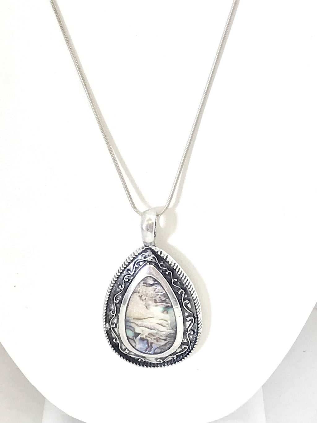 Teardrop Pendant, Simulated-Shell Teardrop Necklace, Southwestern Style Pendant, Southwestern Necklace, Statement Necklace, Gift For Her