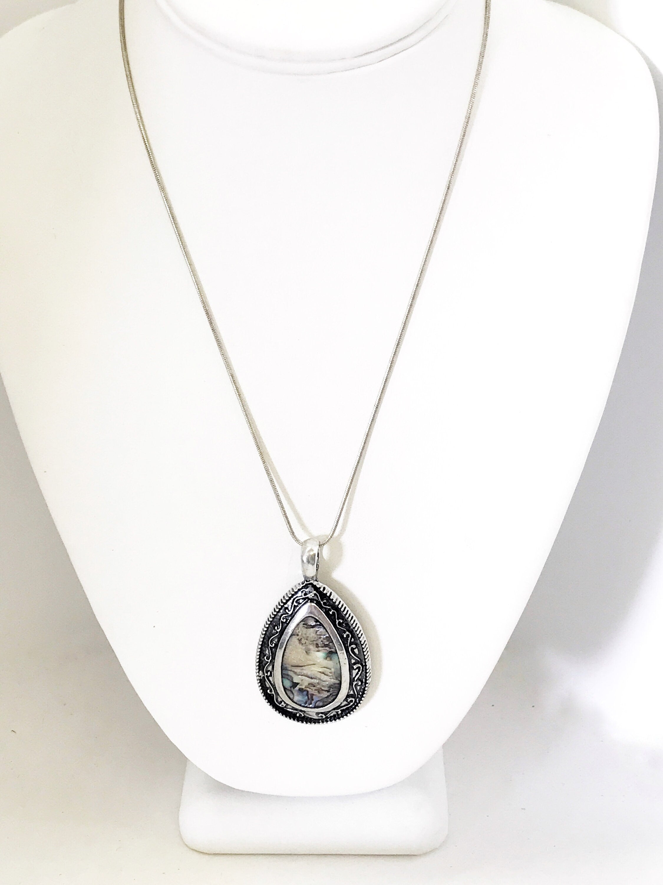 Teardrop Pendant, Simulated-Shell Teardrop Necklace, Southwestern Style Pendant, Southwestern Necklace, Statement Necklace, Gift For Her