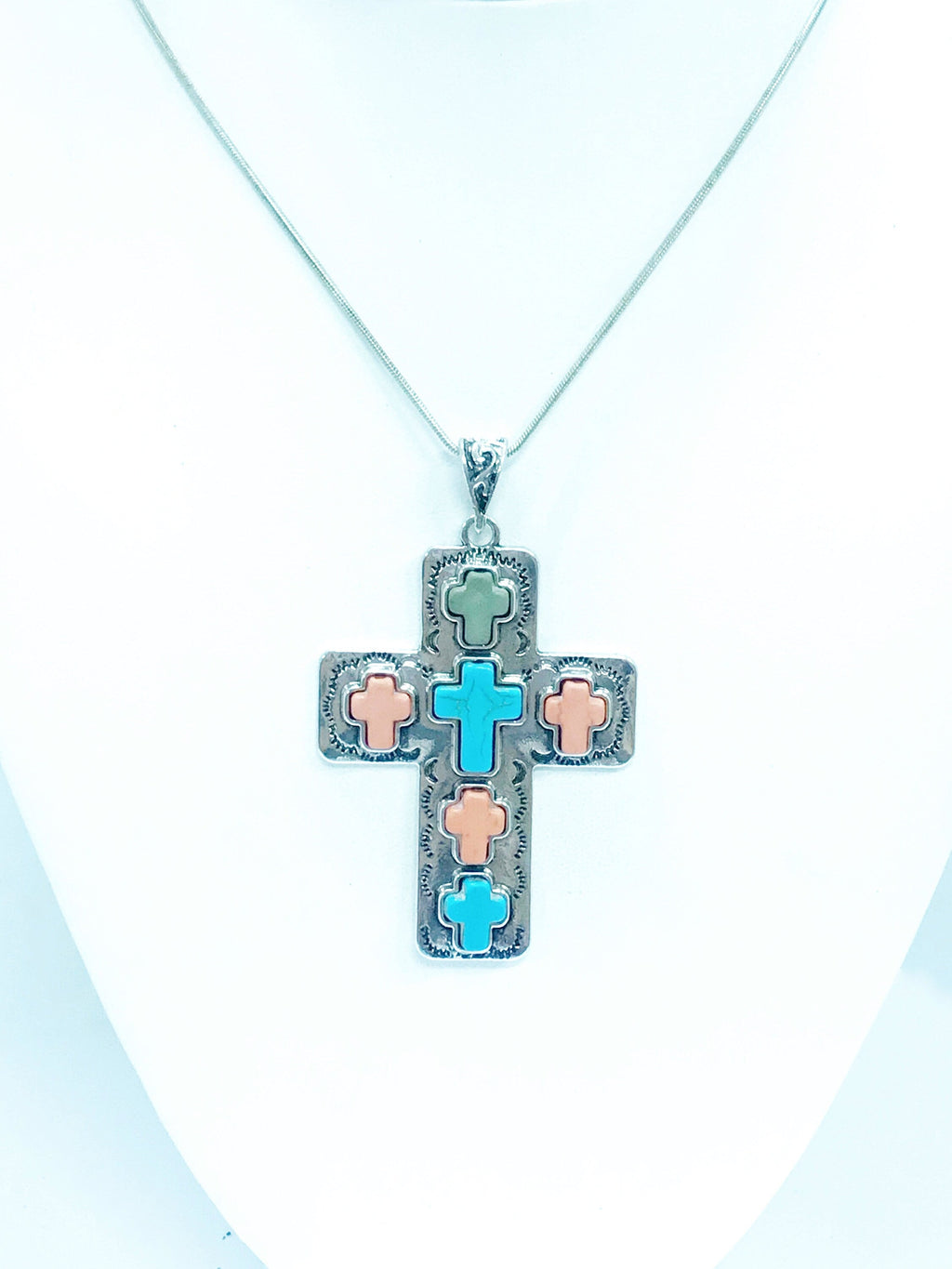 Large Cross Pendant Necklace, Southwestern Style Cross, Christian Cowgirl Style, Statement Necklace, Christian Jewelry Gift, Wife Jewelry